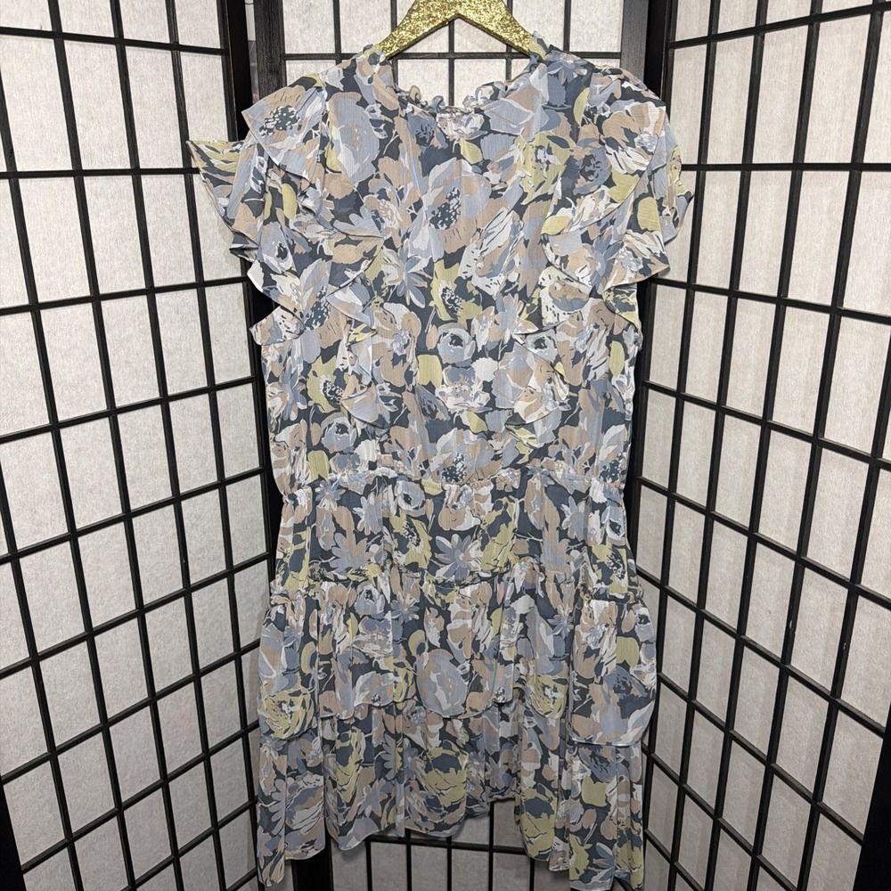 Ralph Lauren Floral Ruffle-Trim Georgette Dress Blue Size 20W NWT - Picture 9 of 11